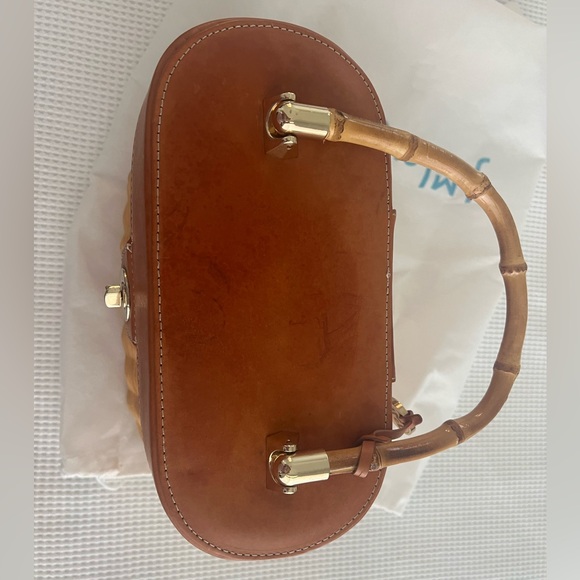 Brown and Tan Woven Tote with Leather Accents - Picture 6 of 6